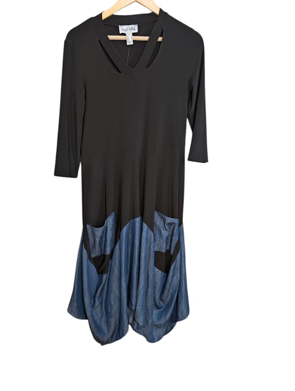 Joseph Ribkoff black and blue colorblock Handkerchief dress .. Size 8 - Picture 4 of 8